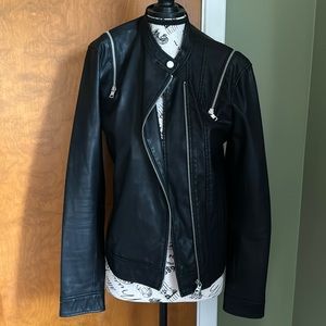 Armani Exchange black leather Moto style jacket women’s size Large